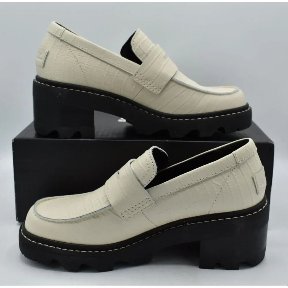 Sorel Womens Size 10 Joan Now City Chalk Black Slip On Loafers Shoes‎